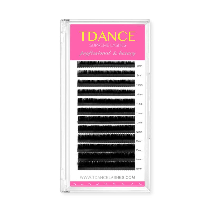 TDANCE Lash Extension Matte Black Eyelash Extension C CC D DD J B L Curl Volume & Classic Lash Extensions 0.03-0.18mm Thickness Professional Salon Use(0.18-D,8-15 mm) - Image 1